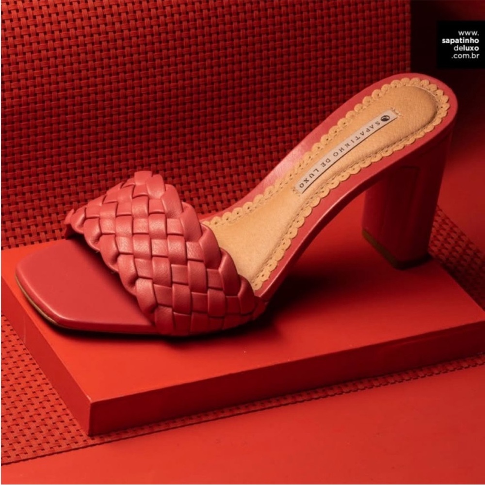 Braided Block Heels Mules